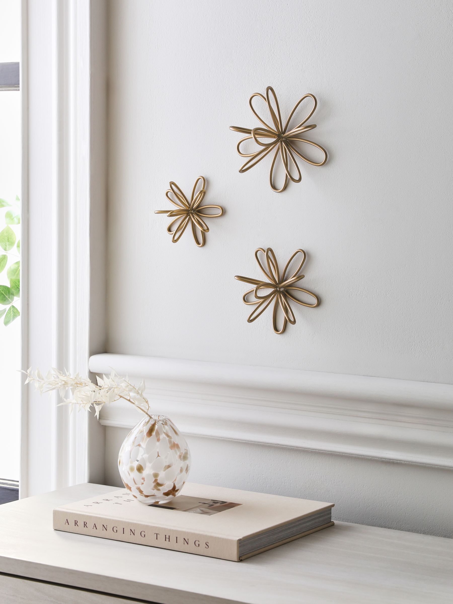Set of 3 Metal Flower Wall Plaques