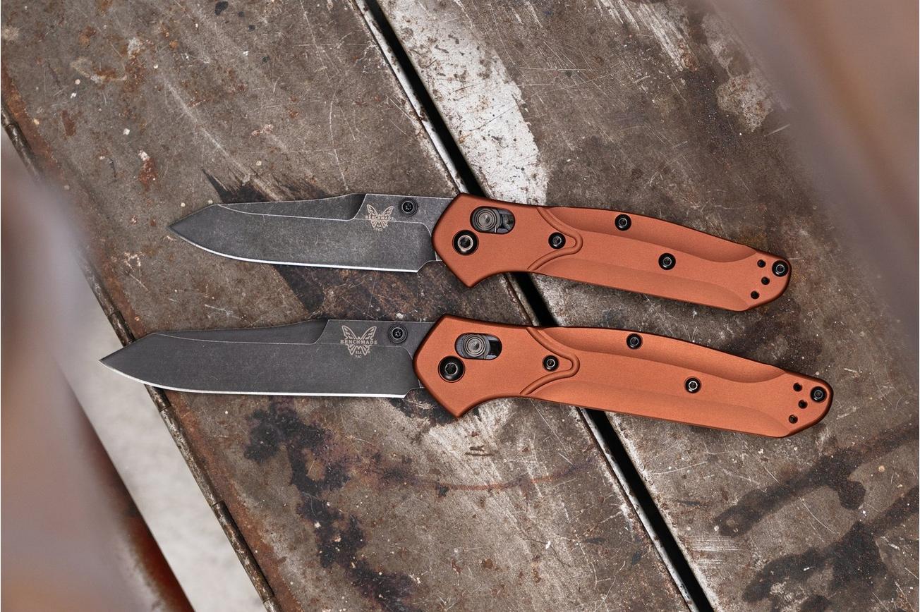 Benchmade 940BK-03 Osborne, DLC Battlewash CPM MagnaCut, Burnt Copper Aluminum zakmes, Warren Osborne design