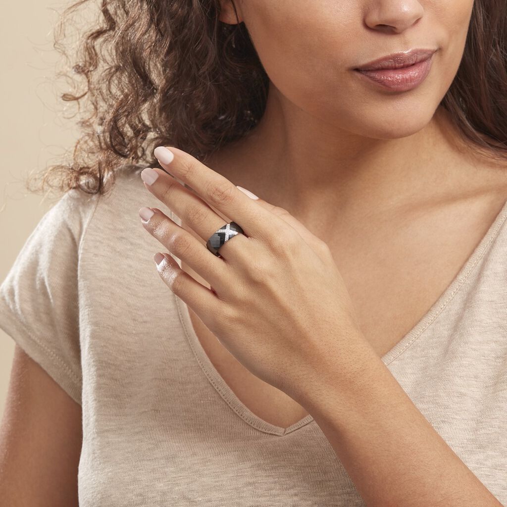 Bague Ceramique X Argent Blanc Oxyde De Zirconium Et Céramique