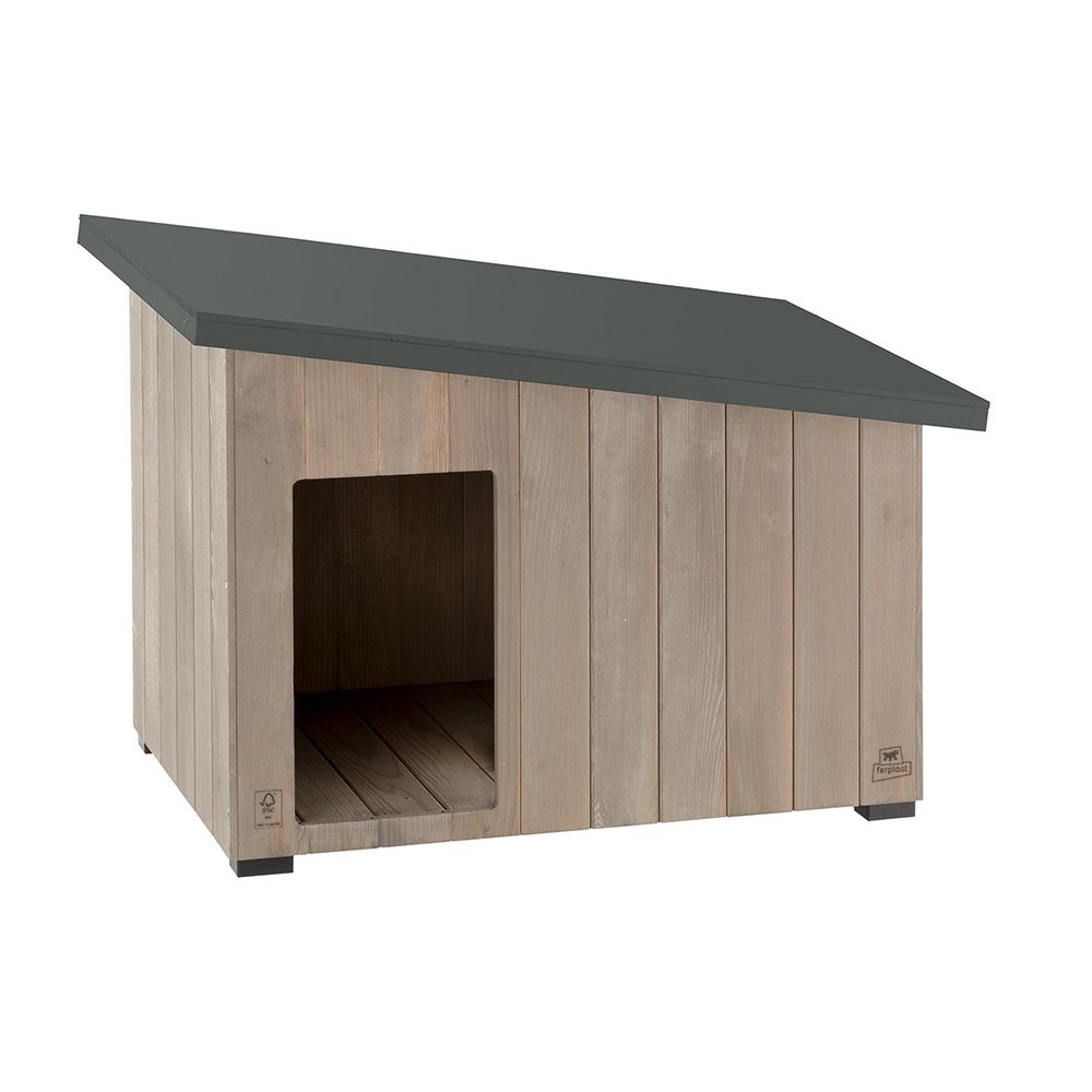 Niche pour extérieur, maison pour chiens argo 80 en bois fsc avec vernis atoxique, résistant aux u.v.