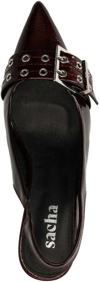 Sacha Dames Burgundy buckle slingbacks