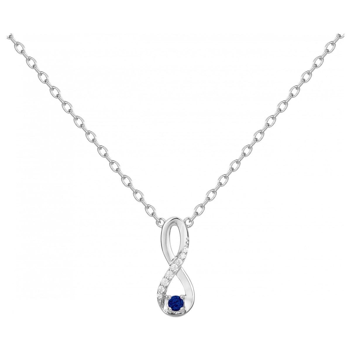 Collier mono-motif en Argent avec spinelle bleu saphir