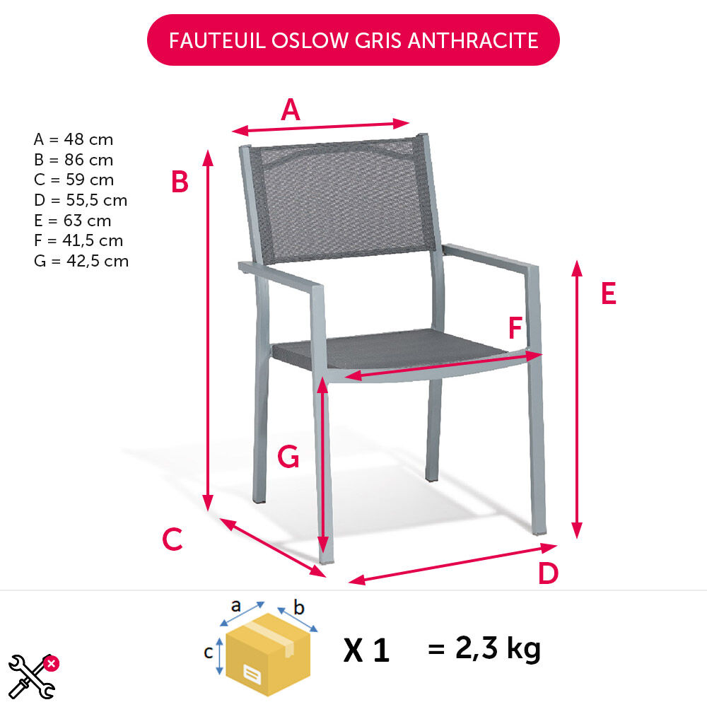 Fauteuil Oslow gris anthracite
