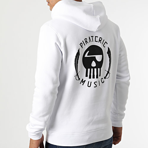 Sweat Capuche Logo Chest And Back Blanc Noir