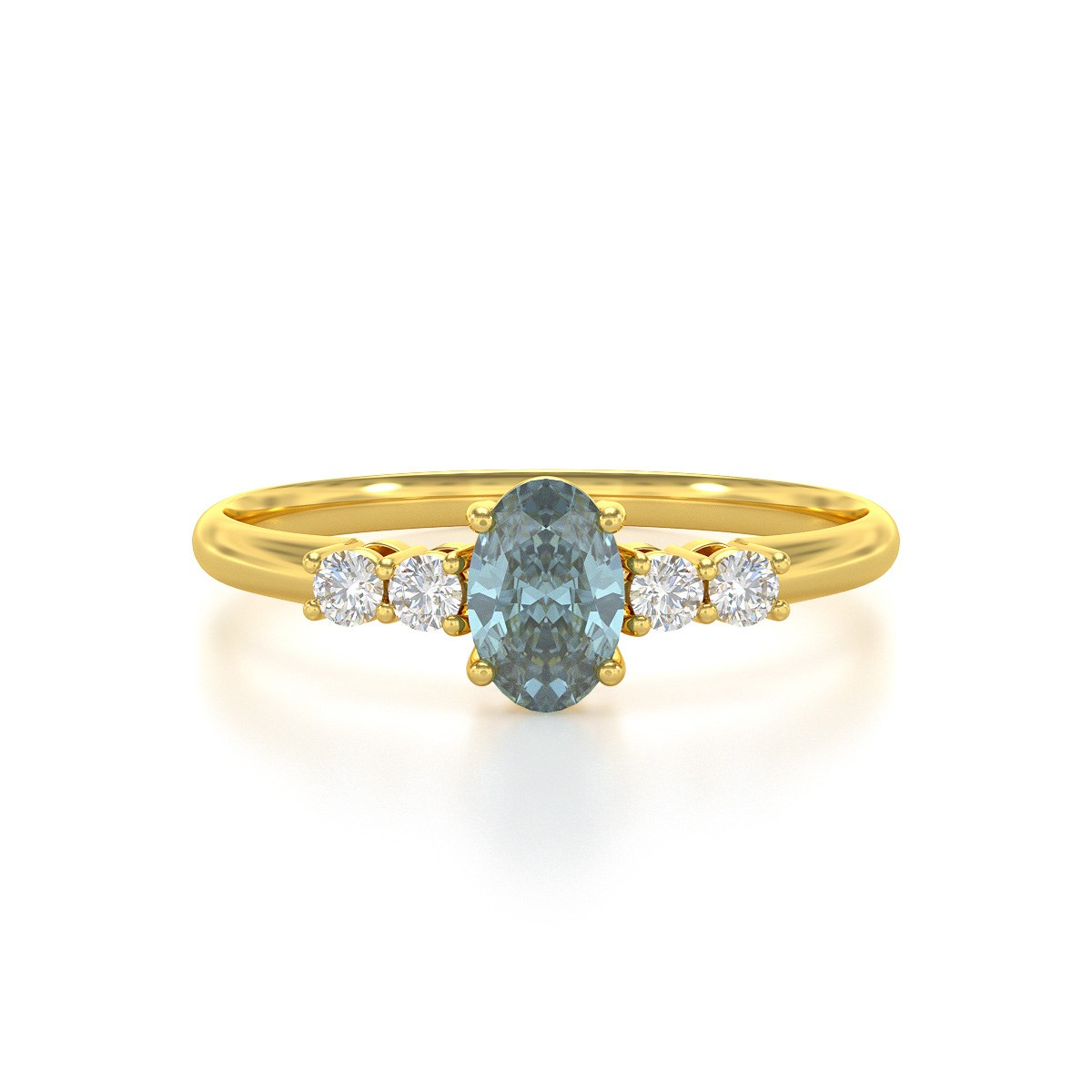 Bague ADEN Or 585 Jaune Aigue-Marine et diamants 1.6grs