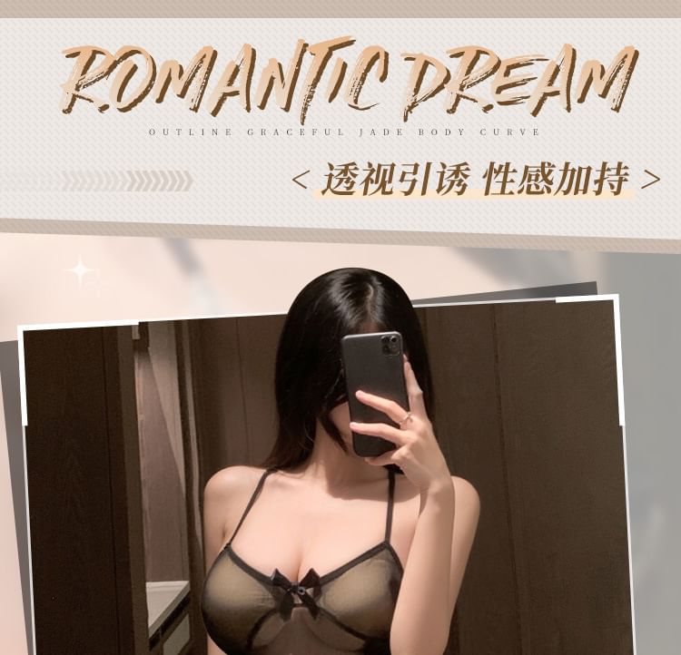 Femmu - Lingerie bodysuit van pure mesh zonder kruis