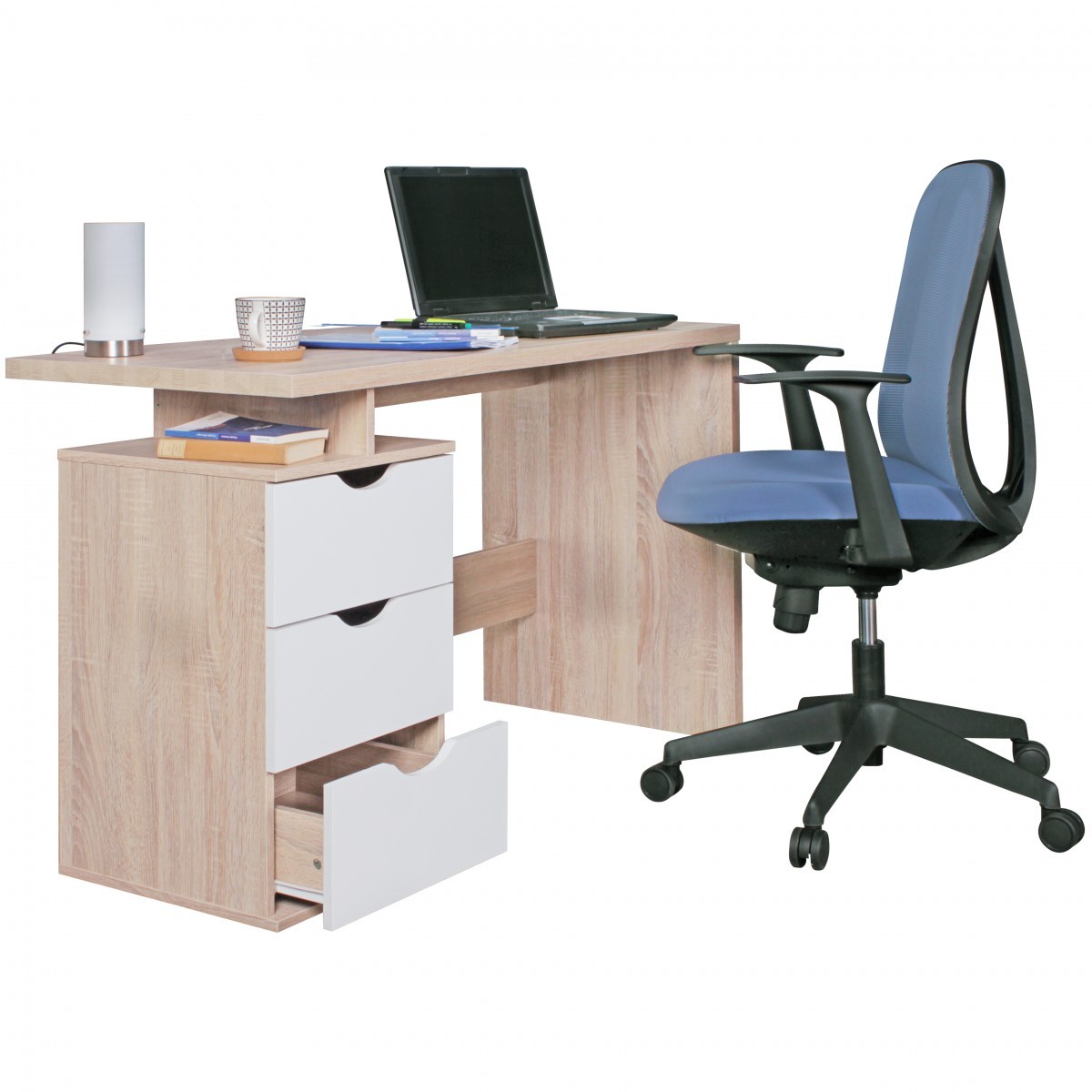 Schreibtisch - Sonoma Eiche-weiß - 120 cm breit