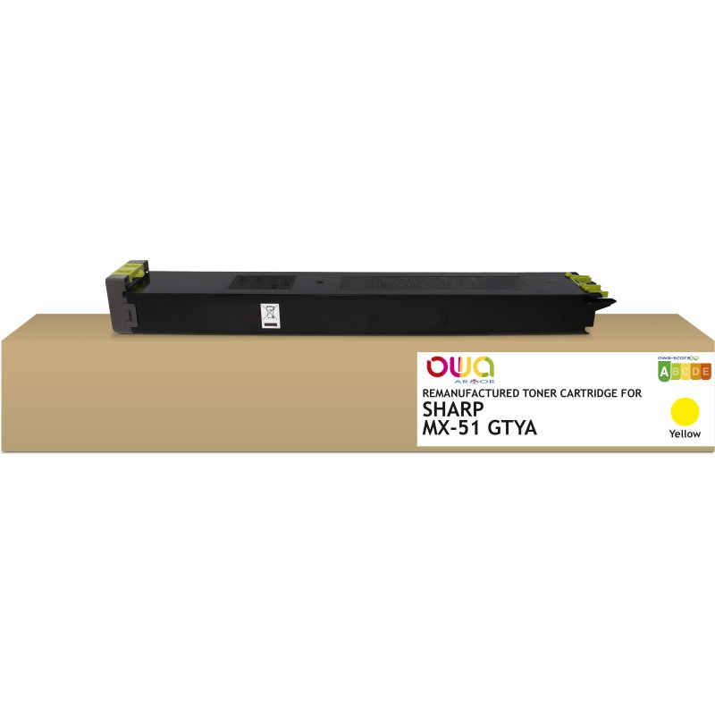 Toner remanufacturé OWA - standard - Jaune - pour SHARP MX-51GTYA, SHARP MX-51GTYA