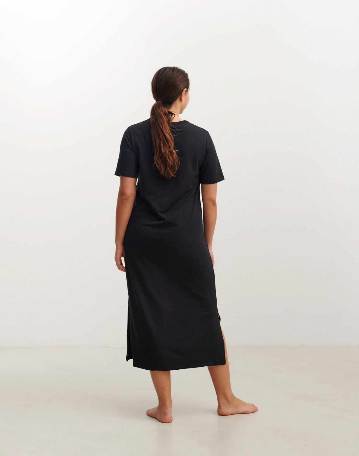 T-shirtjurk van katoen voor dames in Zwart