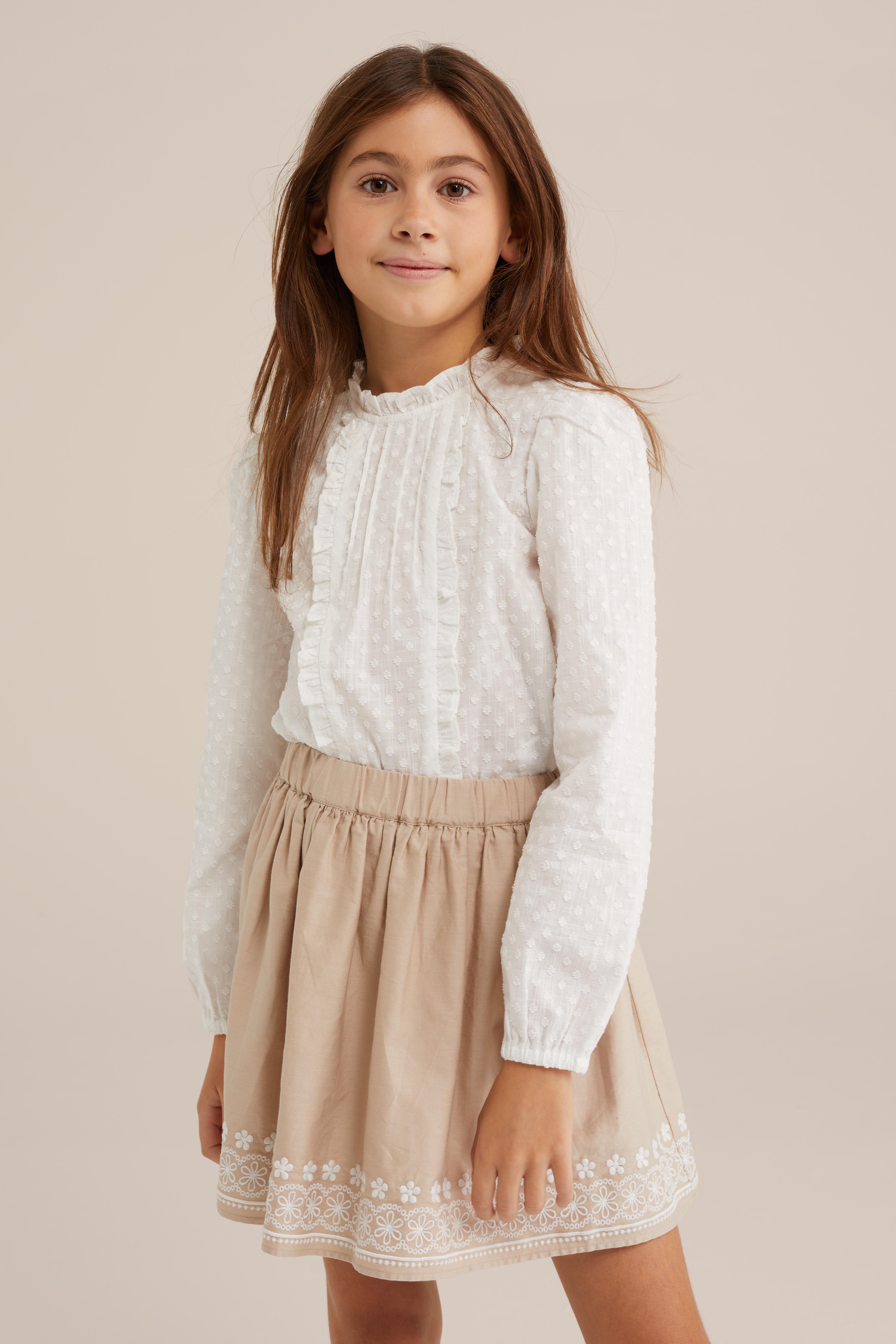 Meisjes blouse met structuur WE Fashion Wit