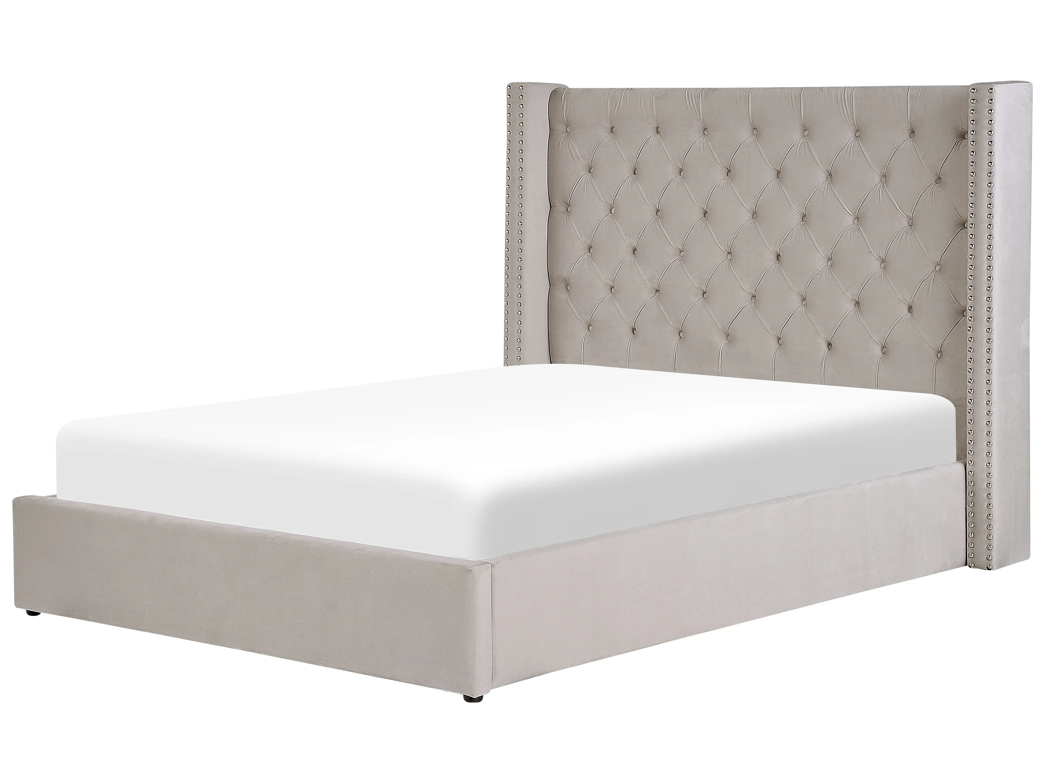 Bed met opbergruimte Fluweel LUBBON 160 x 200 cm Lichtgrijs