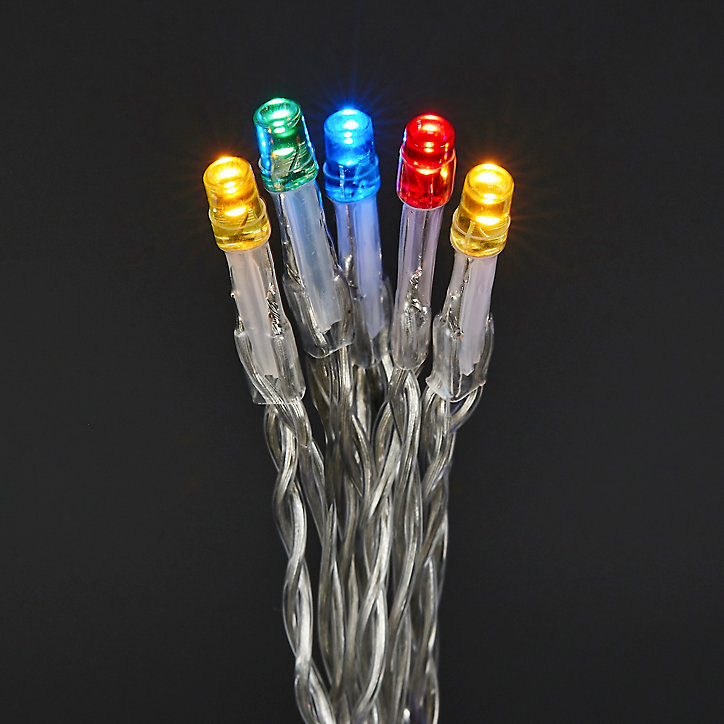 Guirlande lumineuse LED intérieure et extérieure multicolore câble transparent 8 fonctions 24,2 m