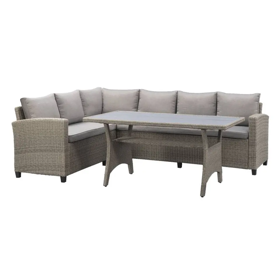 Loungeset dining Blanes - metaal/wicker - 73x180x240 cm