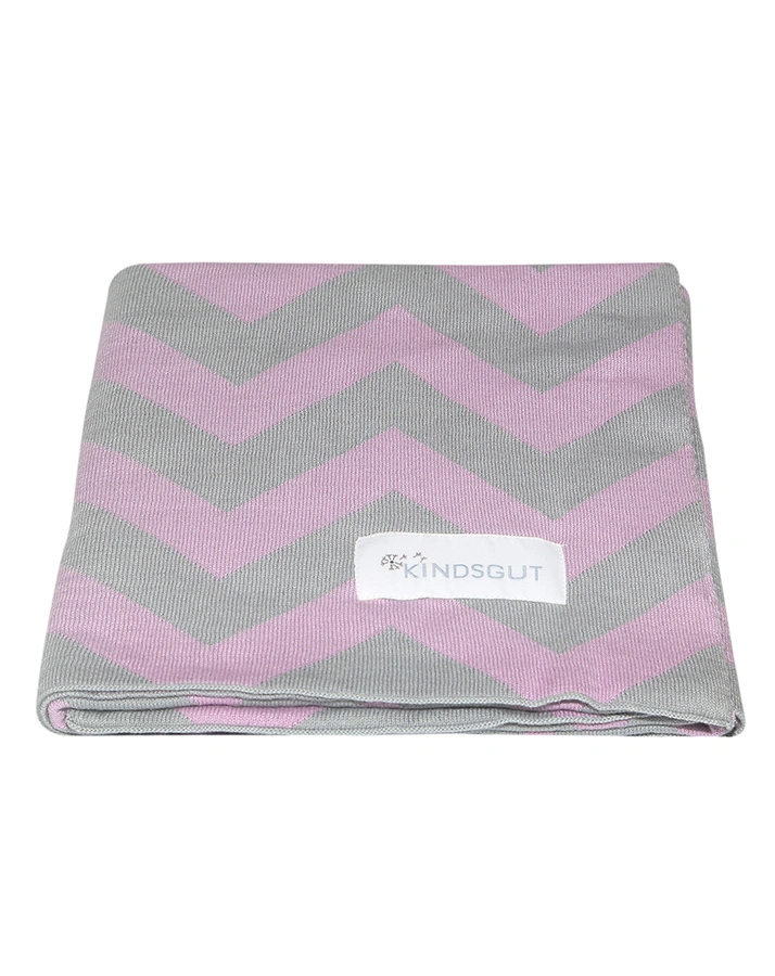 Babydecke ZICKZACK (80x100) in rosa/grau