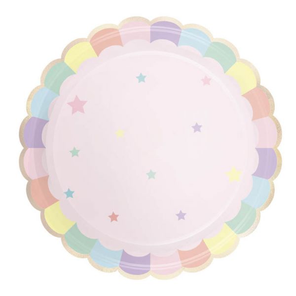 Tim E Puce Pratos 23cm com rebordo Dourado - Rosa Macaroon 8 un. - 550667138