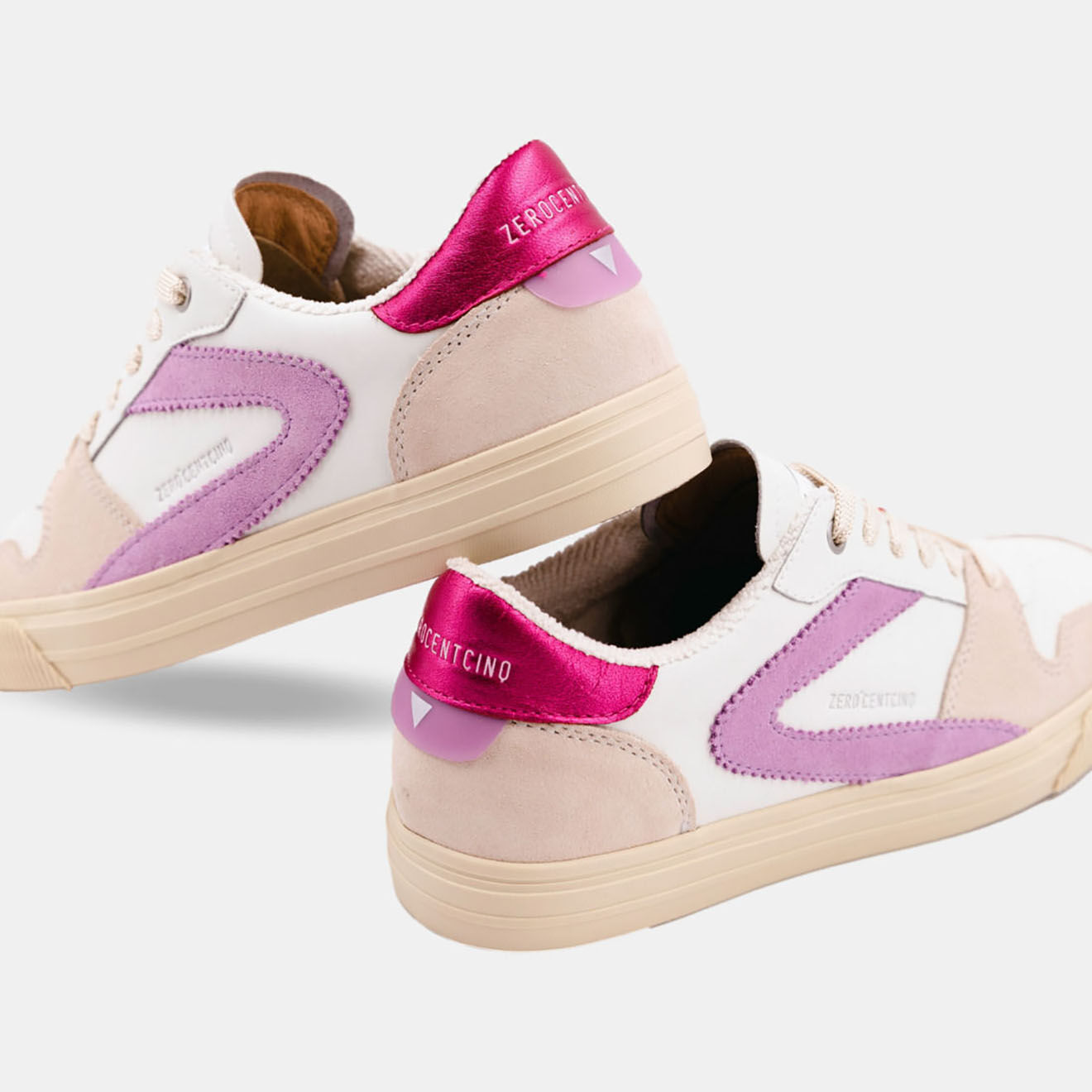 Zero 105 Baskets en Cuir Perf blanc/rose/violet