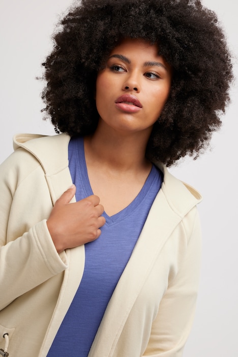 Sweatjacke, offene Form, Tunnelzug, Biobaumwolle