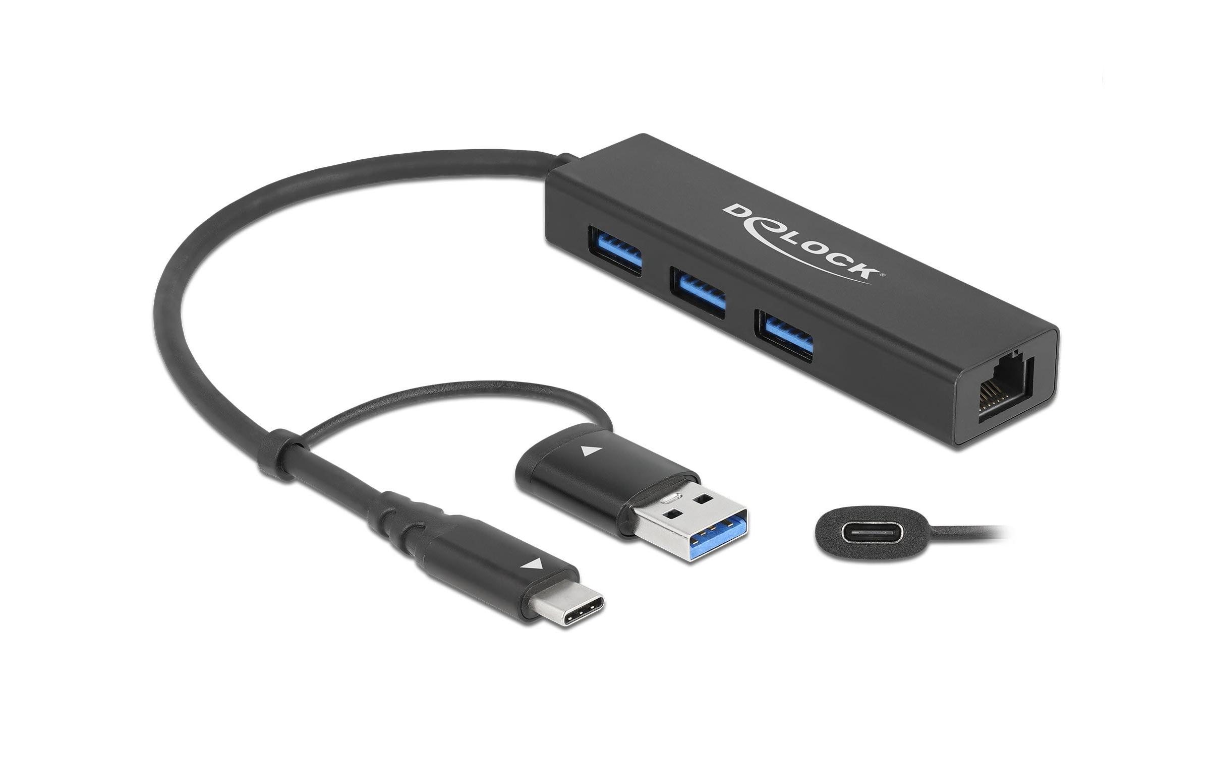 USB-Hub 3.0 Typ-C + LAN3-Port-USB-C-Hub mit LAN Anschluss