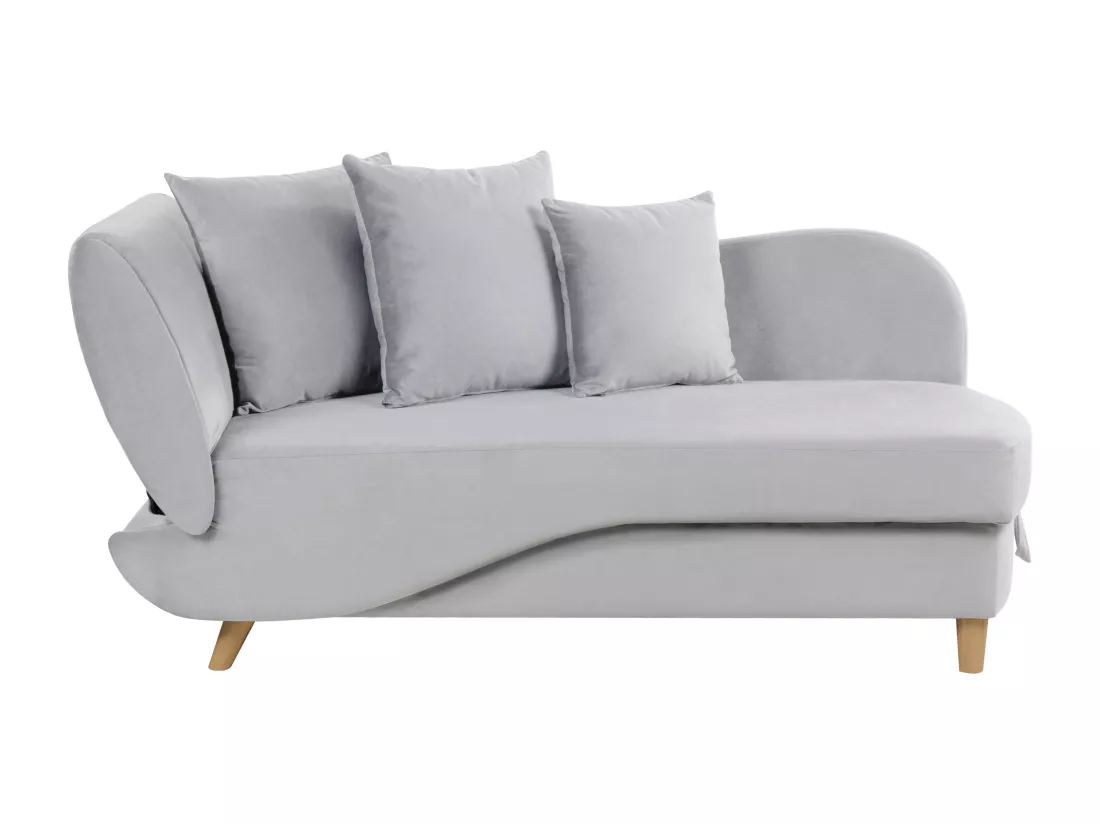 Chaise longue côté droite en velours gris clair MERI II