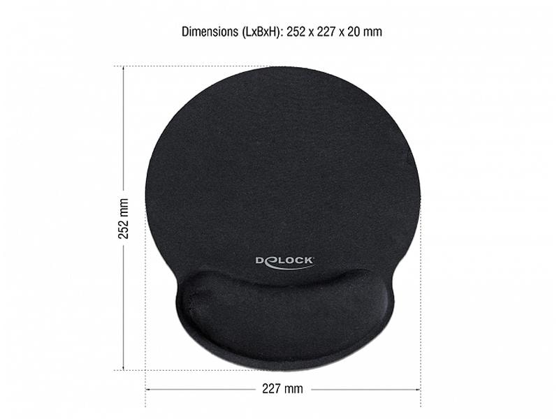Delock Ergonomische Mausmatte mit Handballenauflage Schwarz Ergonomisches Soft-Mauspad mit Handballenauflage
