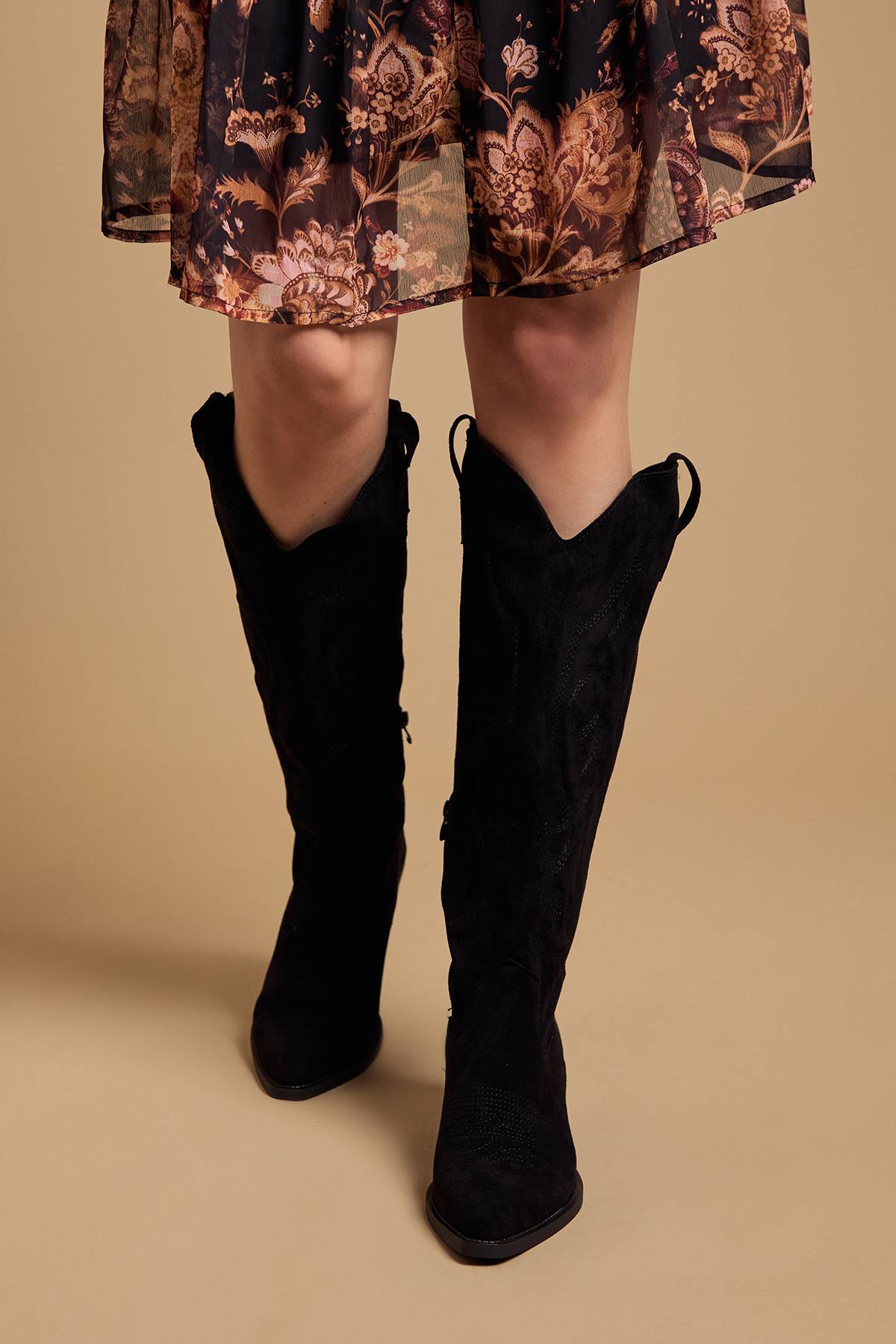 Oasis Bottes Western Hautes Jess en Synthétique Brodé