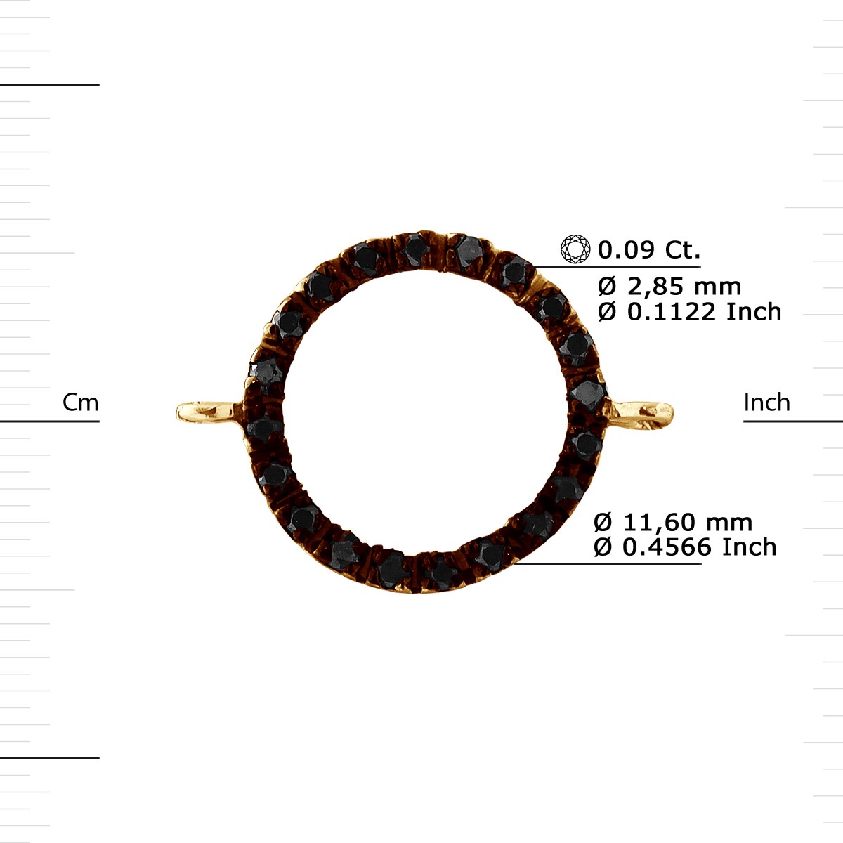 Bracelet BLACK CIRCLE Diamants Noirs 0,20 Cts Or Jaune