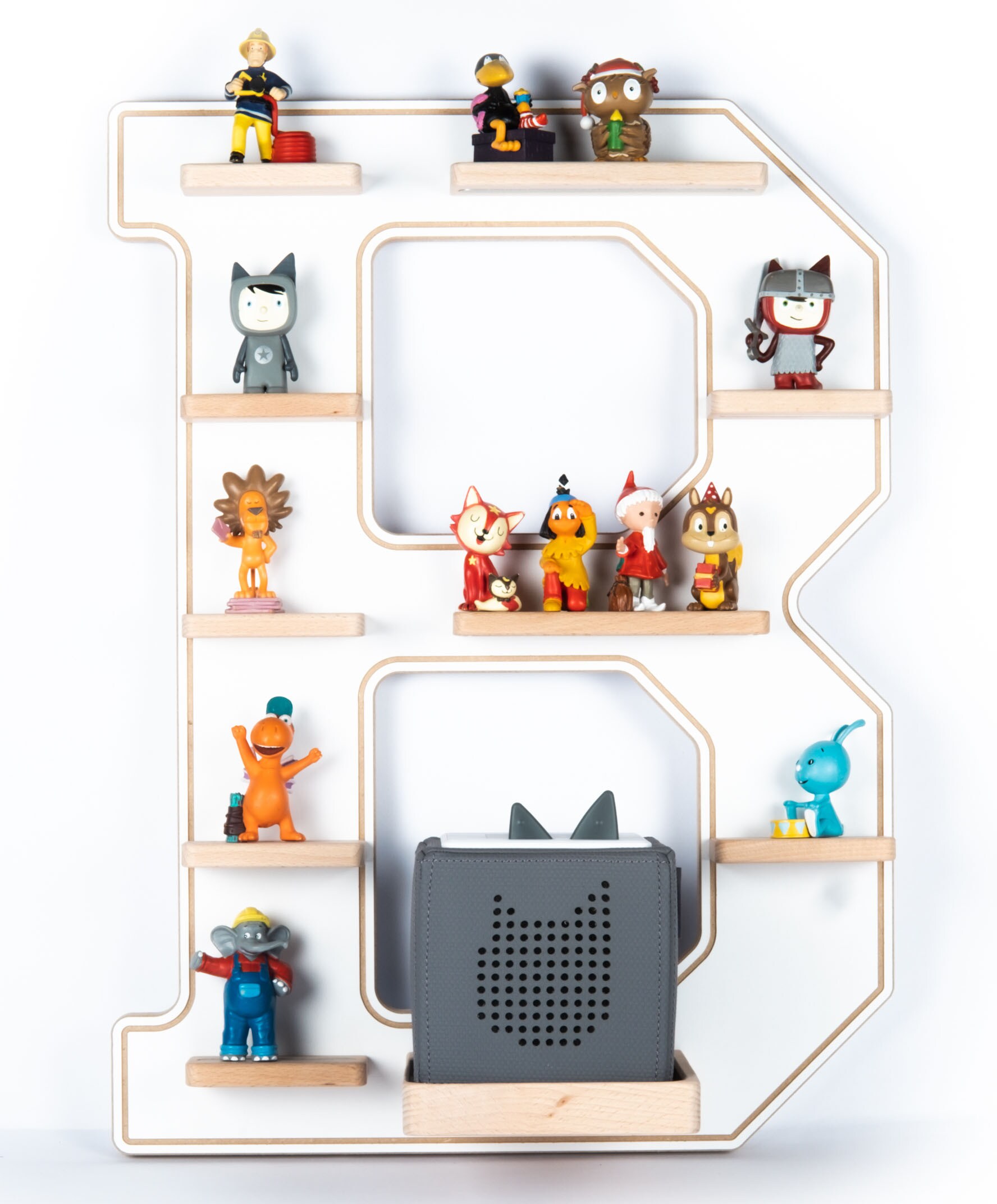 BOARTI Holz Buchstabe B Kinder Regal Toniebox Figuren Wandregal Tonies Musikbox