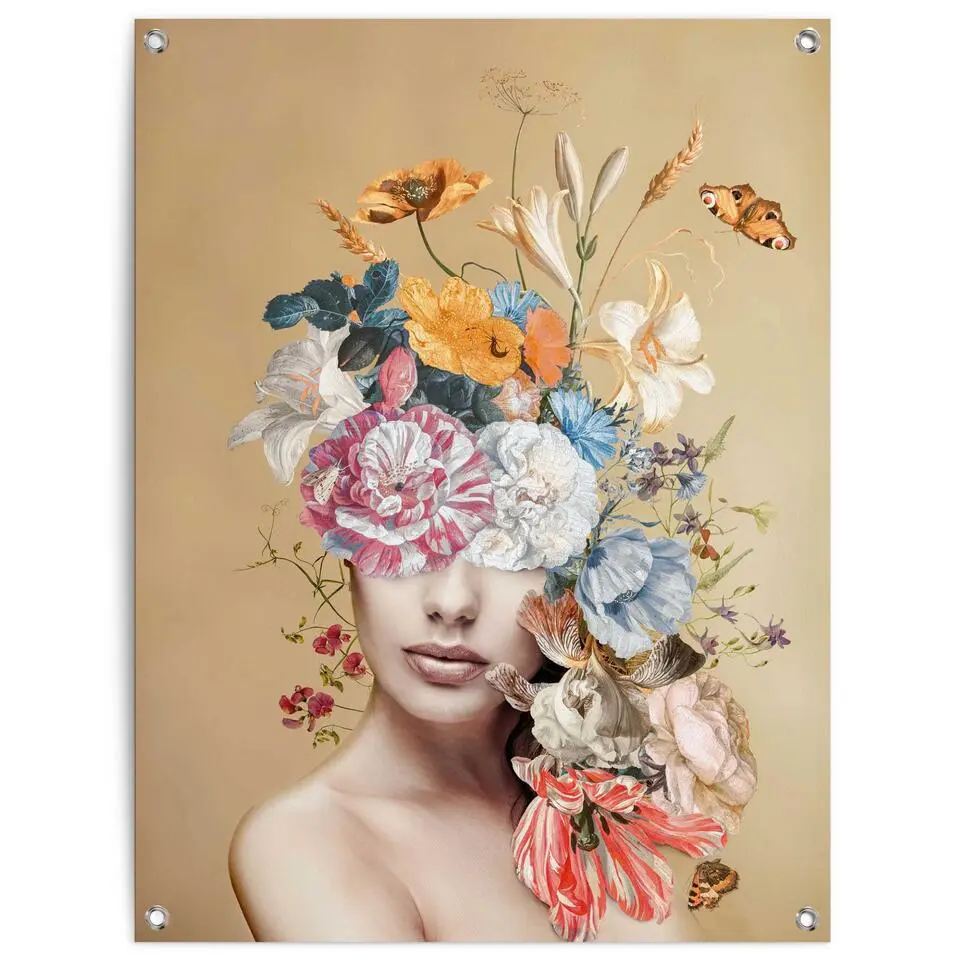 Tuinposter Bloemrijk - 80x60cm - Bont