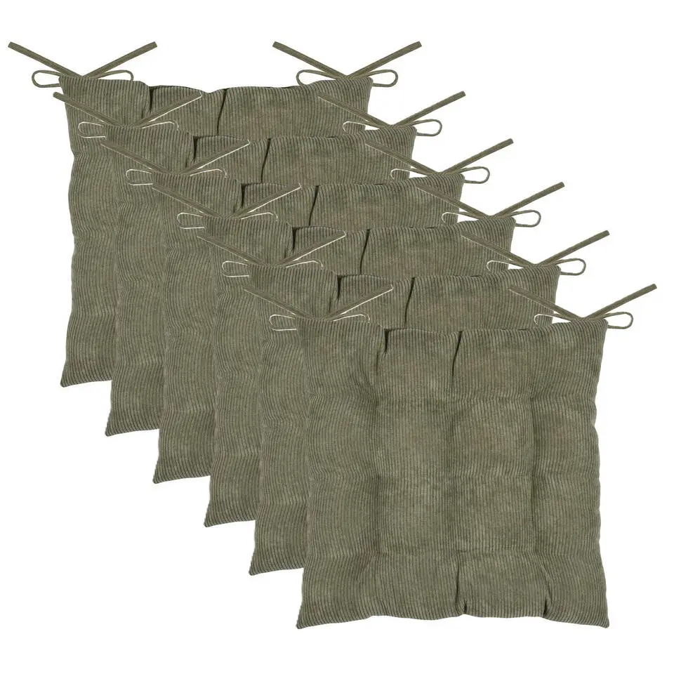 Stof Textile stoelkussen - olijfgroen - 38 x 38 x 5 cm