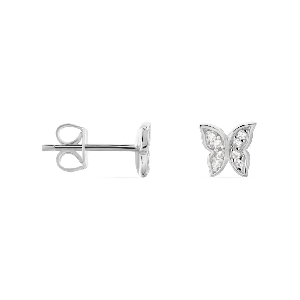 Boucles D'oreilles Puces Cadfan Argent Blanc Oxyde