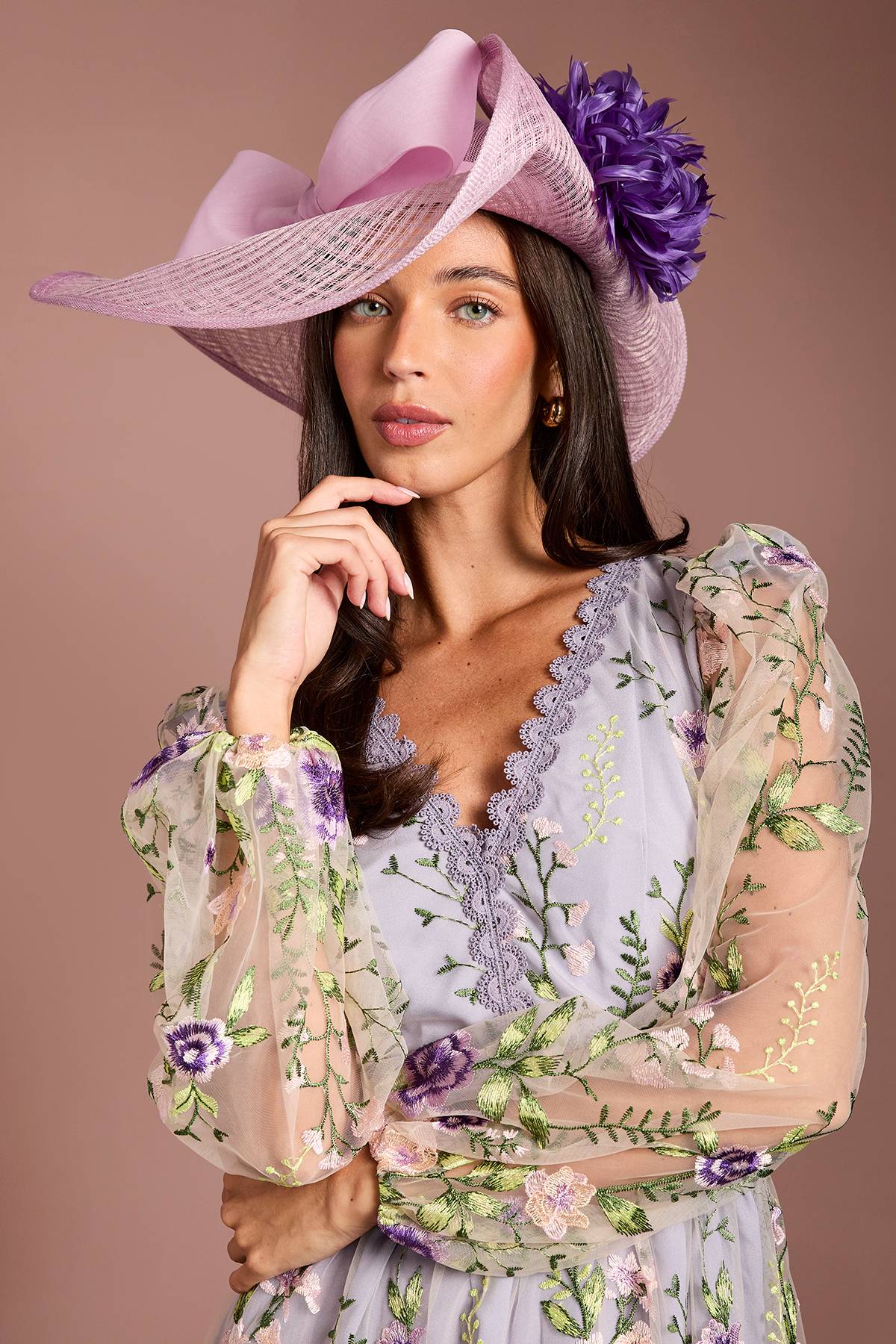 Coast Chapeau Lisa Tan À Large Bord Avec Détails Nœud Et Fleur