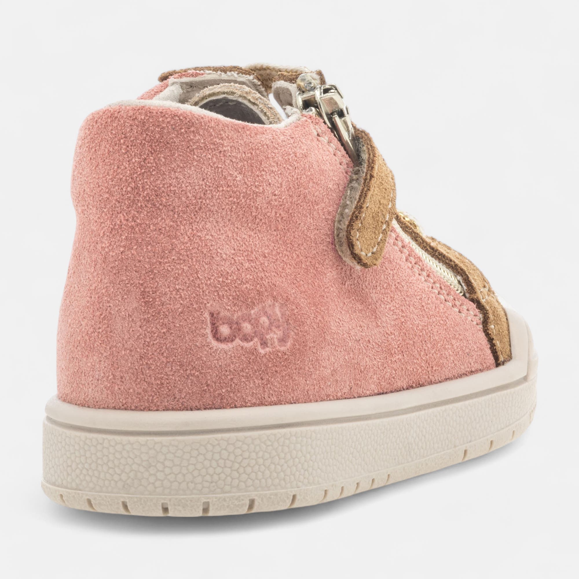 Baskets hautes Bébé fille en cuir rose
