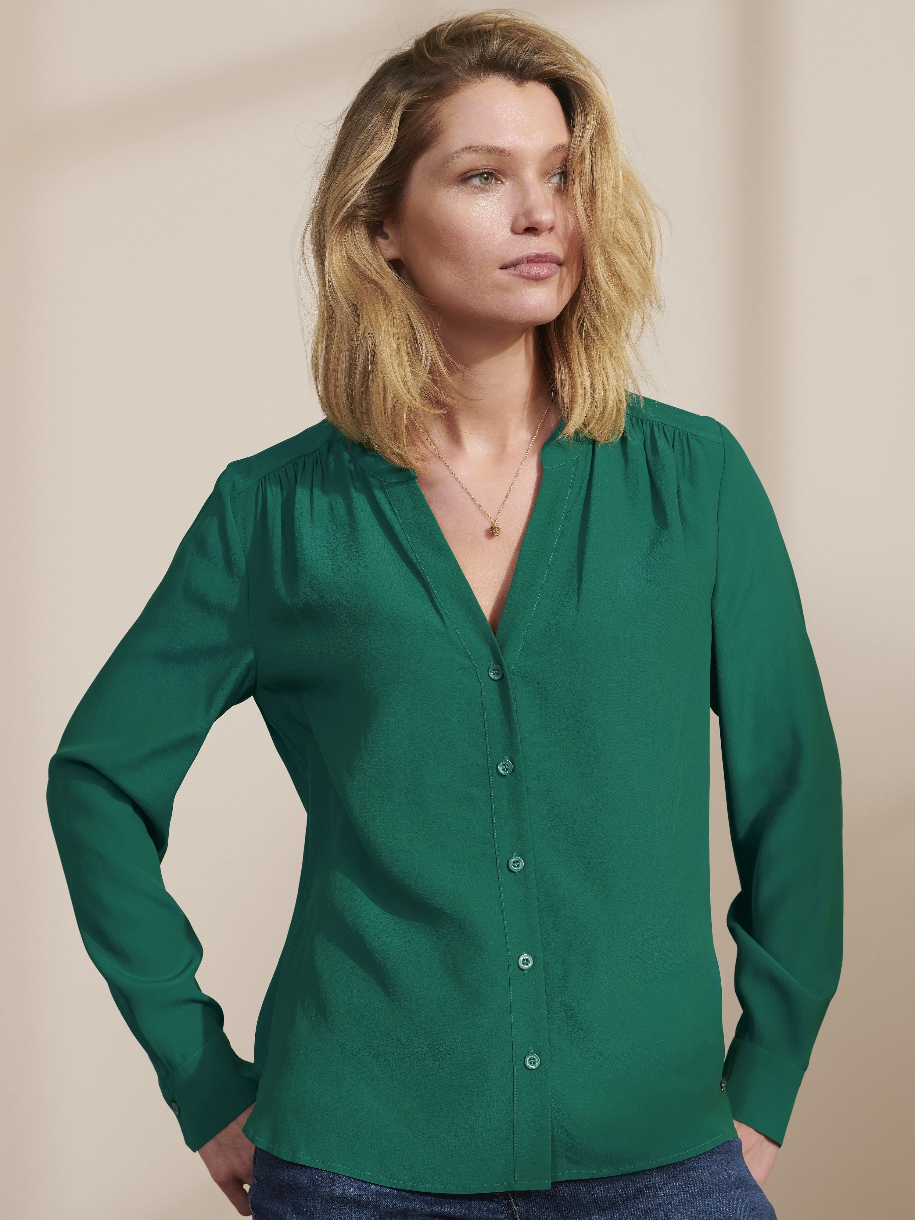 Bluse mit Rundhals-Ausschnitt