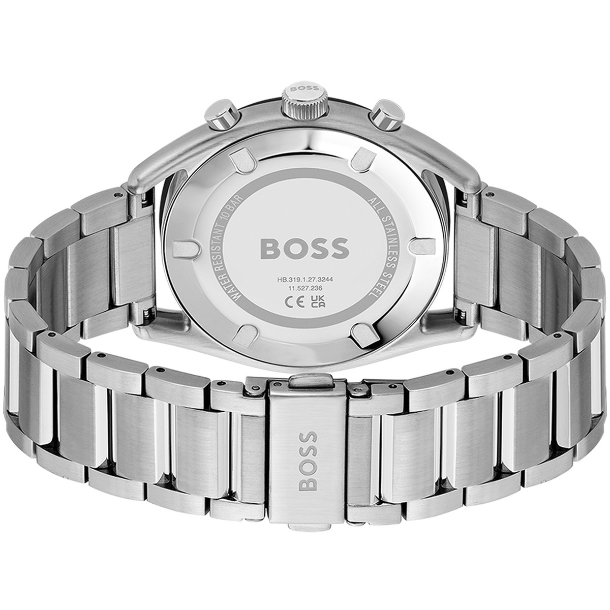 Montre BOSS sport lux homme chronographe, bracelet acier argent