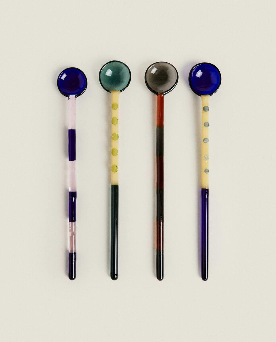 Conjunto de colheres de sobremesa de vidro borossilicato (pacote com 4)