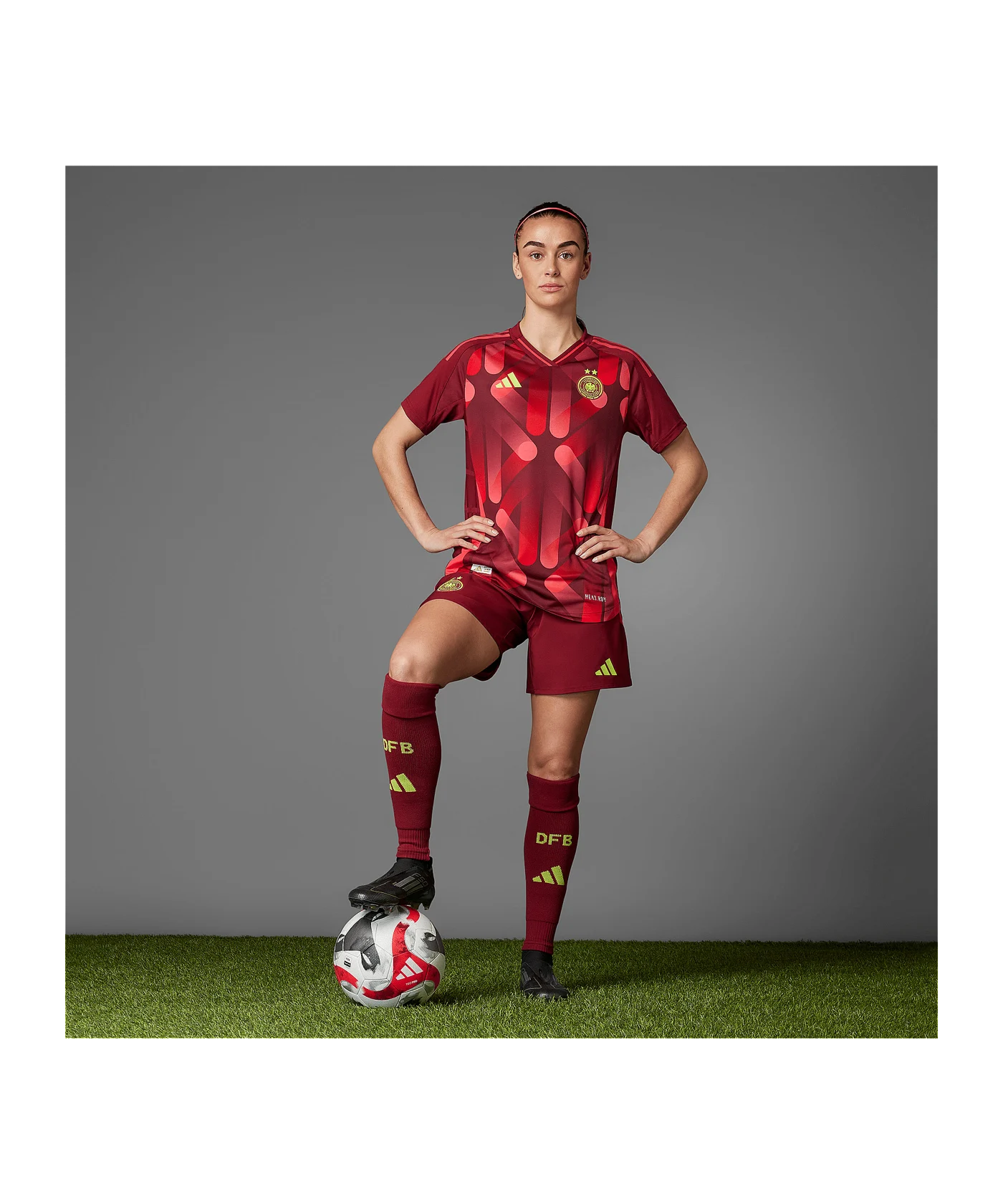 adidas Deutschland Auth. Trikot Away EM 2025 Damen Rot