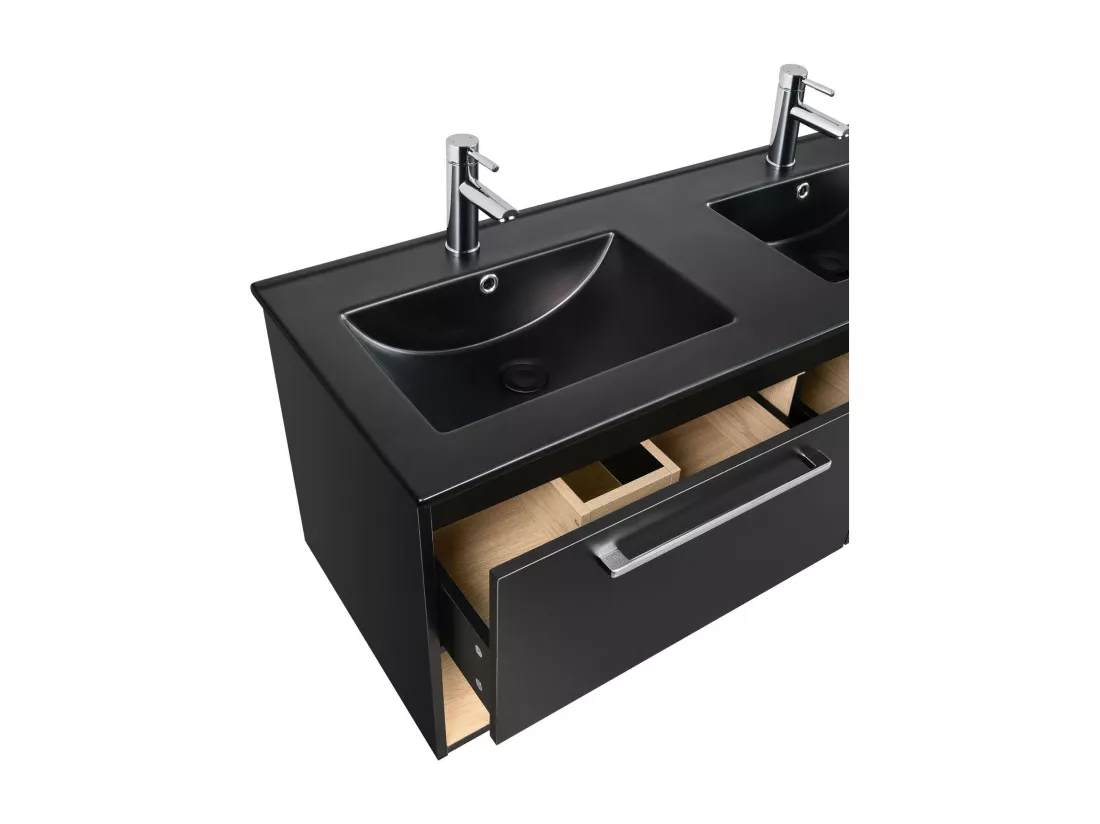 Meuble double vasque noir 120cm + vasque