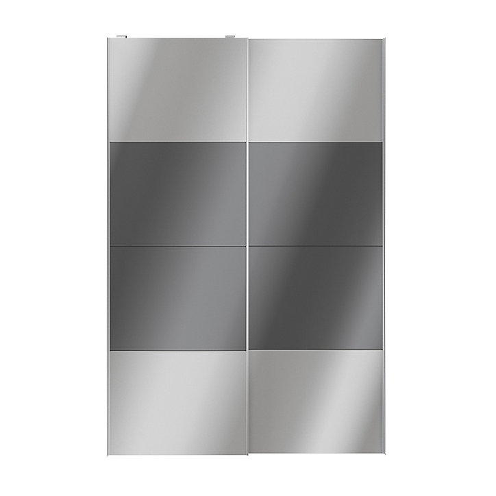 Portes de placard coulissantes 2 vantaux panneaux anthracite brillants et miroir GoodHome Atomia H. 225 x L. 150 x ép. 5,5 cm