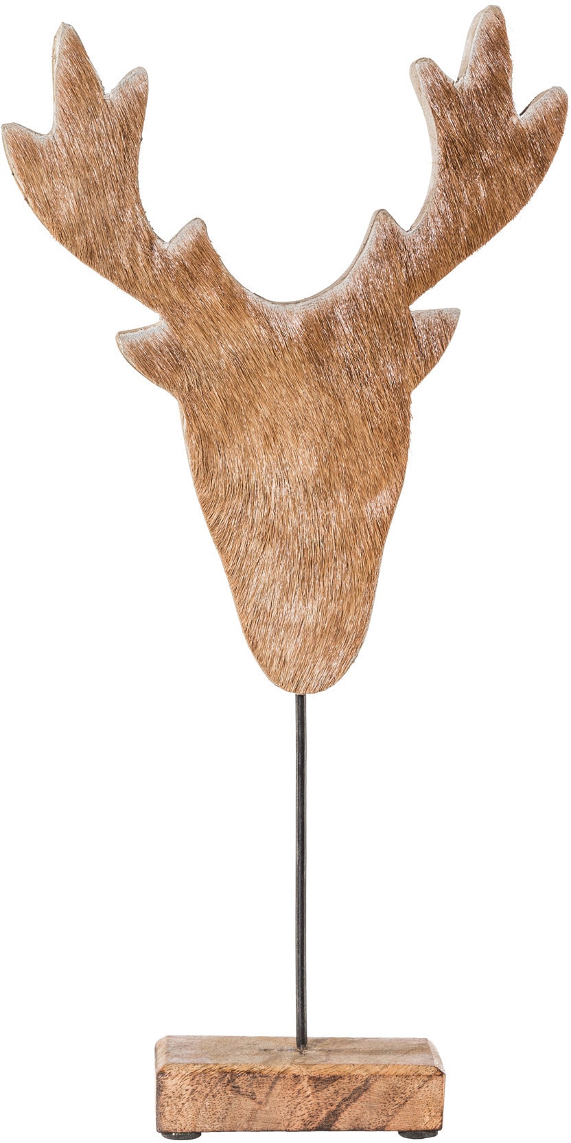 Creativ deco Weihnachtsfigur »Weihnachtsdeko« Hirschkopf mit Fell-Applikationen