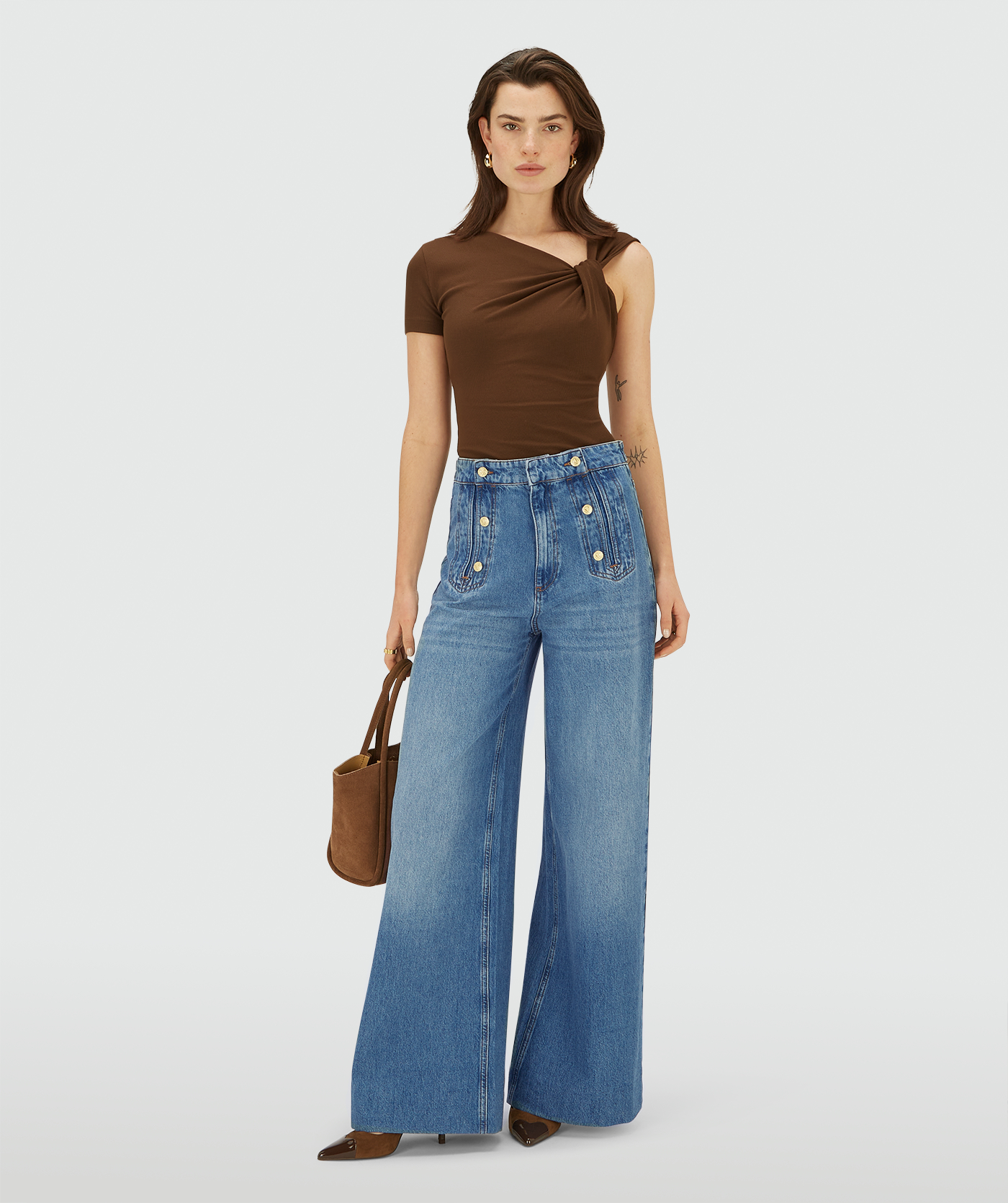 RUMO high waisted wide leg jeans - dark blue denim