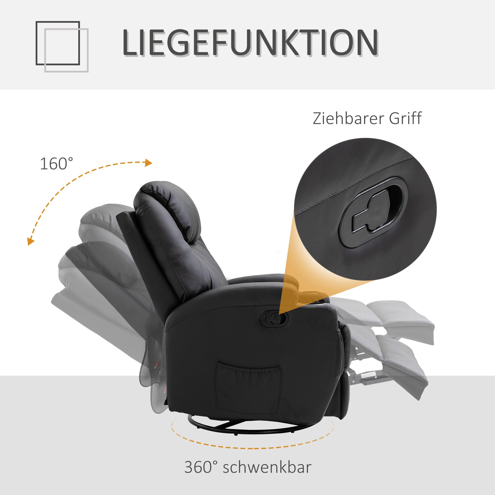 HOMCOM Massagesessel mit Liegefunktion 84 x 92 x 109 cm (BxTxH)