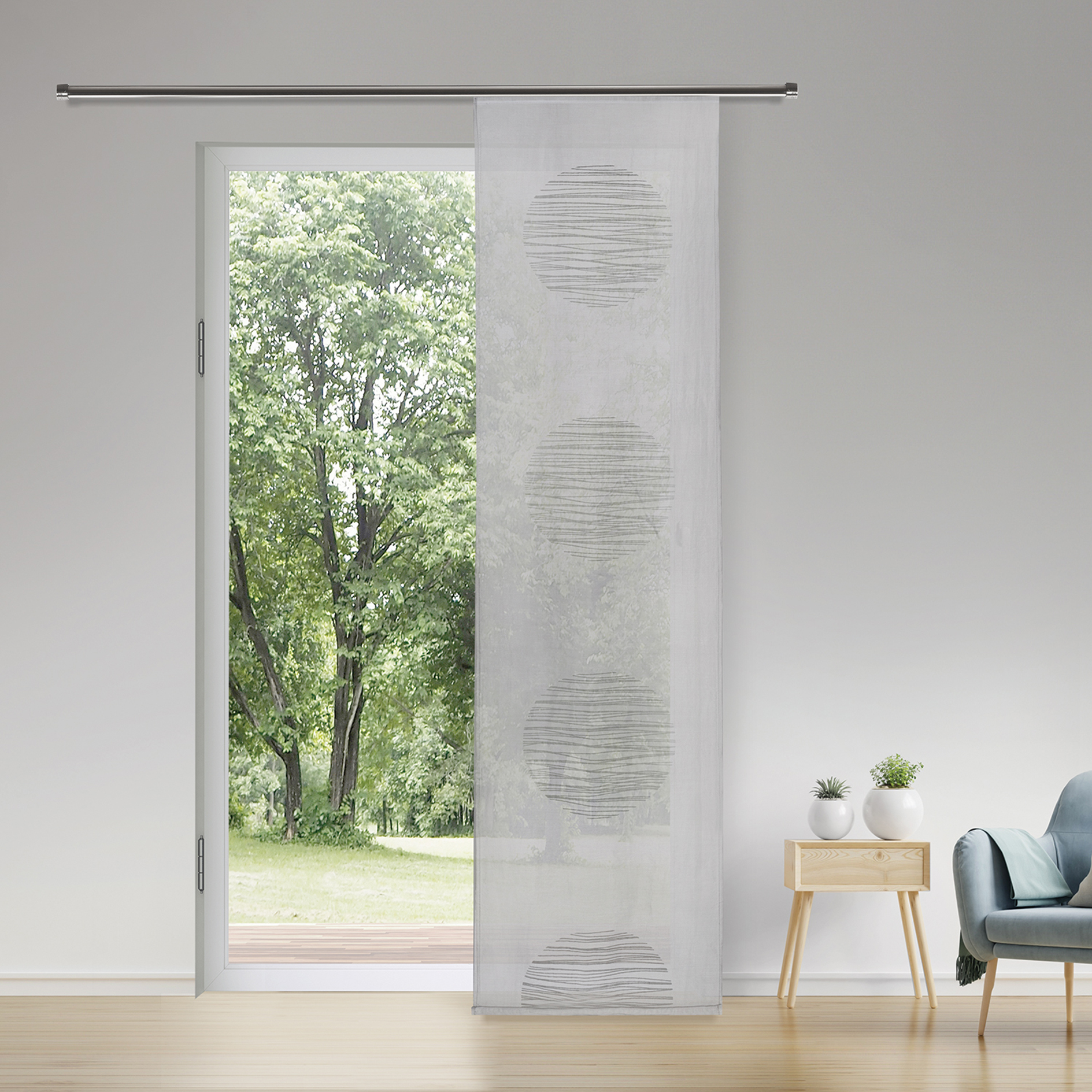 Flächenvorhang - grau - Kreise - 60x245 cm