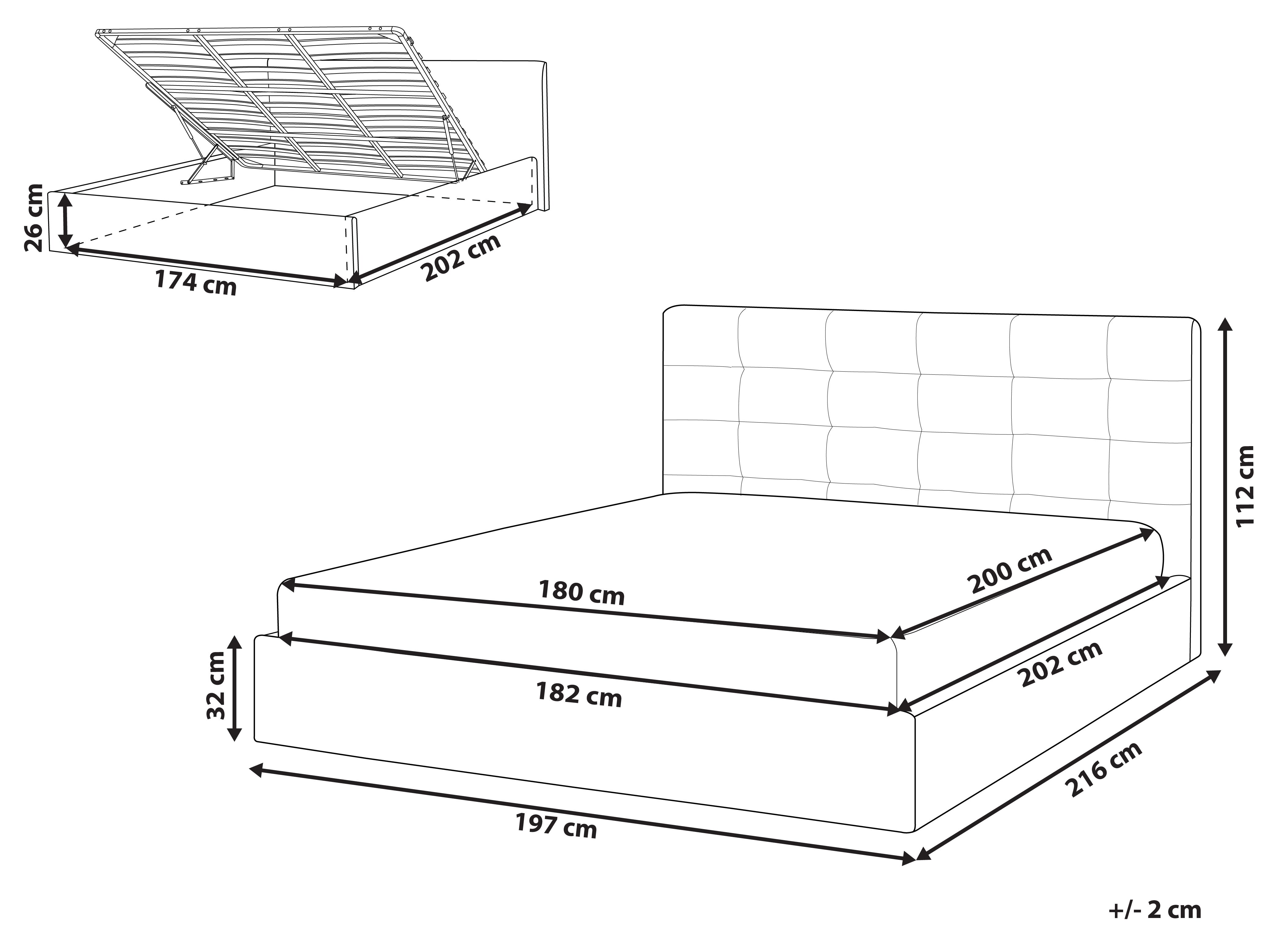 Bed met opbergruimte Stof LORIENT 180 x 200 cm Beige