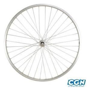 Roue vtc 28  ar ecrou axe plein jante argent mach1 m110.moy.miche.a visser 5/6/7v v-br.36t