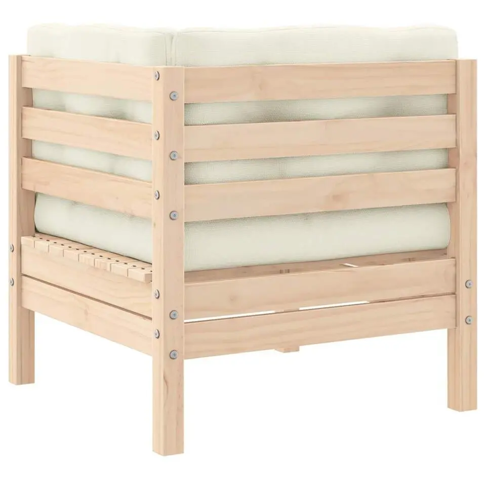 vidaXL - Loungeset - Crème - Grenenhout - 3 stuks - Met kussens