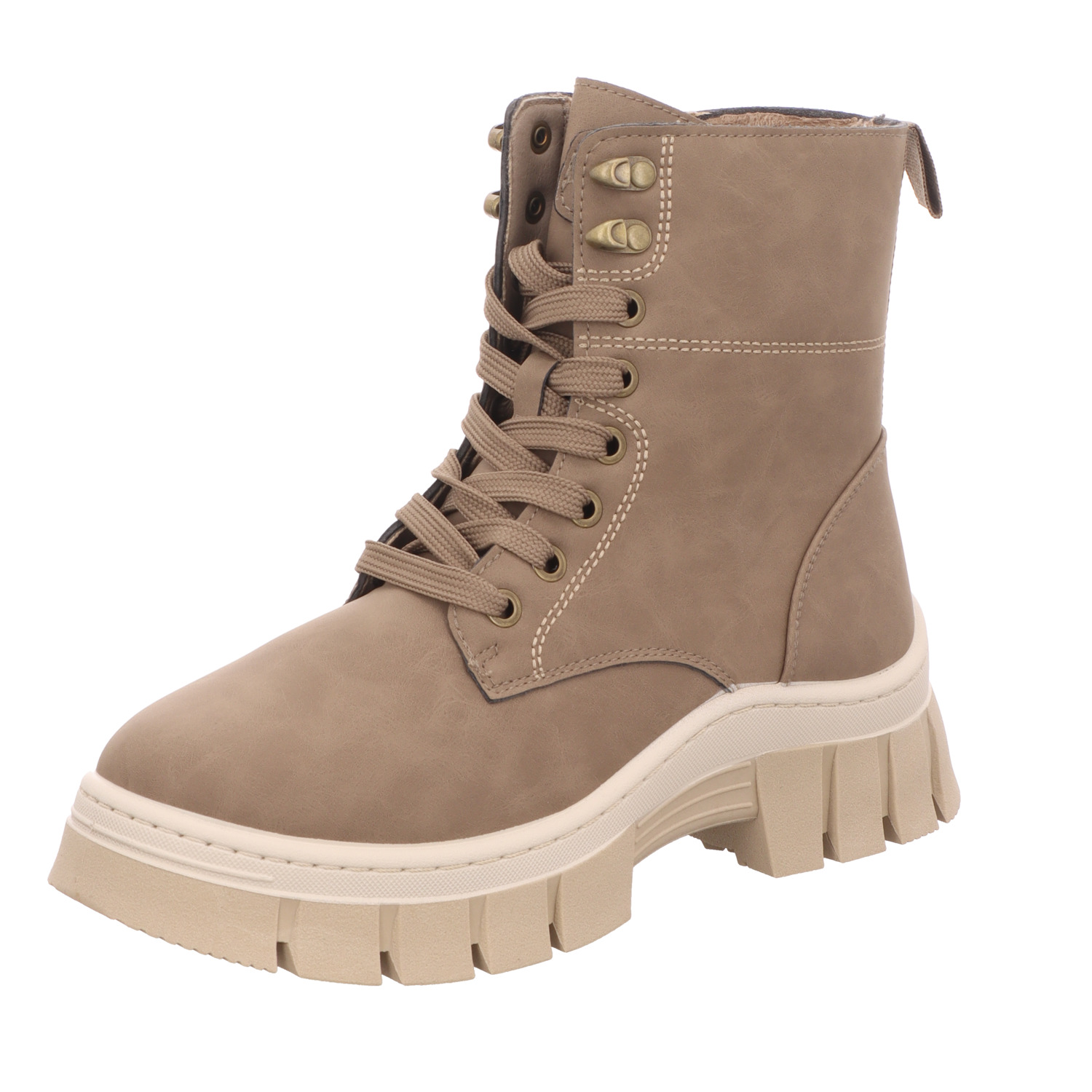 living UPDATED Damen-Schnürstiefelette gefüttert Taupe-Beige
