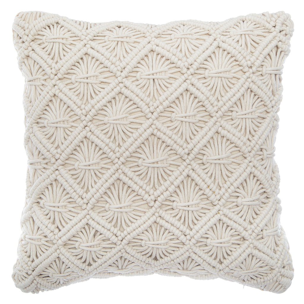 Coussin macramé Polycoton écru 40x40cm