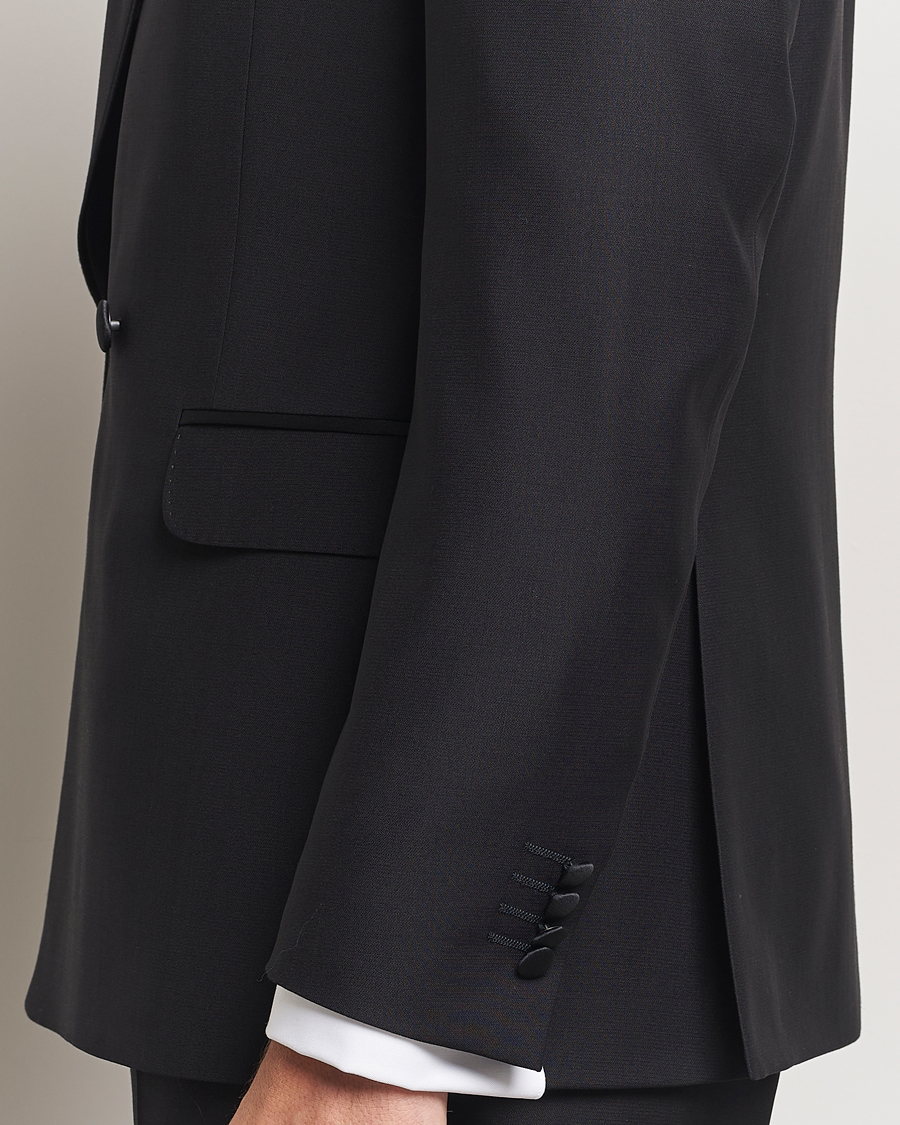 Oscar Jacobson Fattore Double Breasted Tuxedo Blazer Black