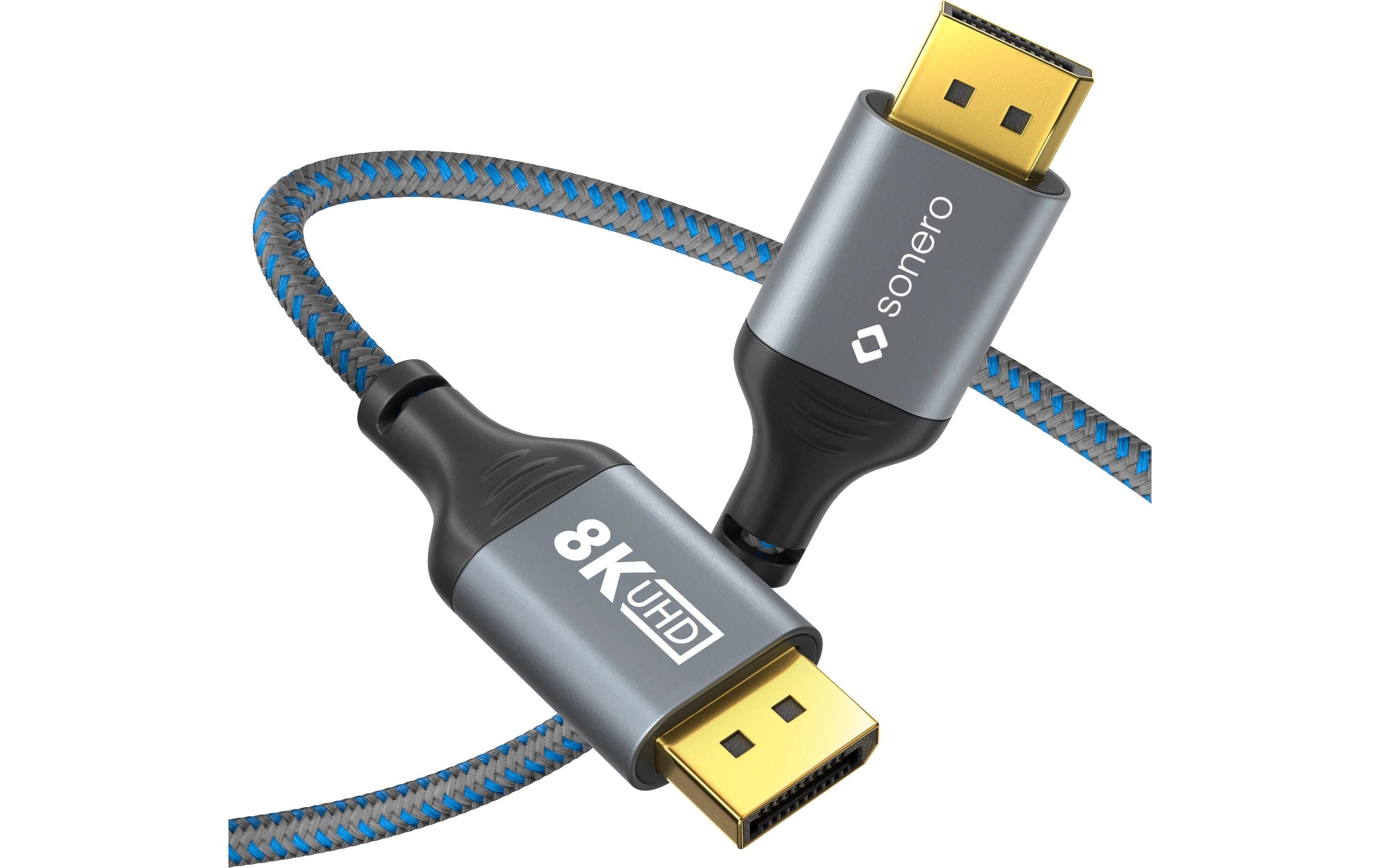 Kabel 8K DisplayPort - DisplayPort, 1 mDisplayPort auf DisplayPort Kabel - 8K60 - grau/blau - 1.00m