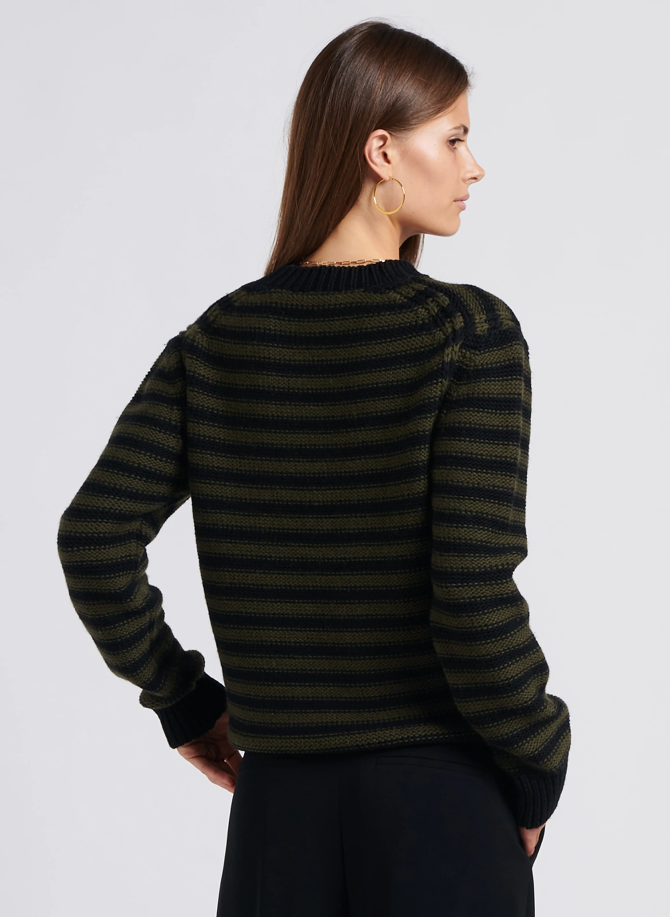 Pull col rond rayé en laine | Rayé